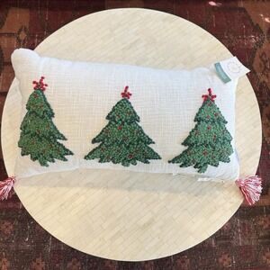 Rachel Ashwell Farmhouse Christmas Tree Throw Pillow Long 14"x 24" New